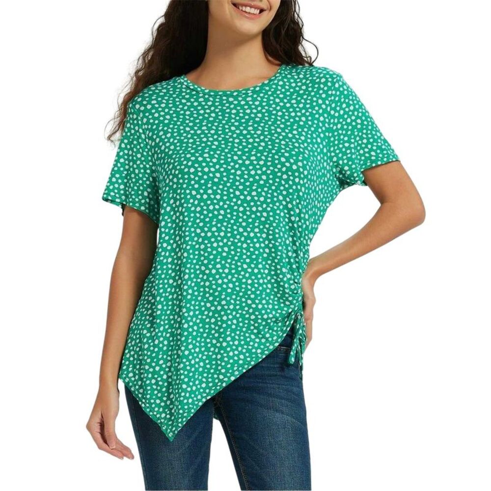 Be You Womens/Ladies Polka Dot Ruched Top / Green